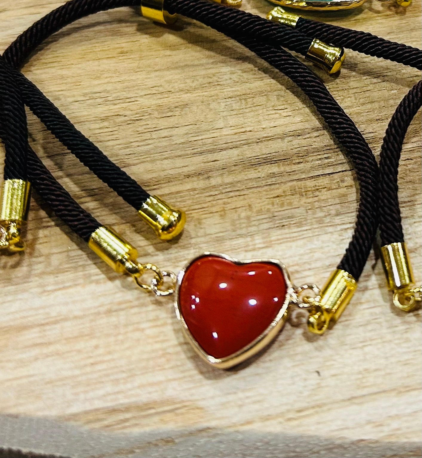 Bracelet jaspe rouge cœur