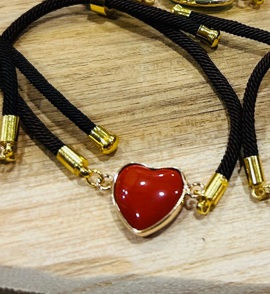 Bracelet jaspe rouge cœur